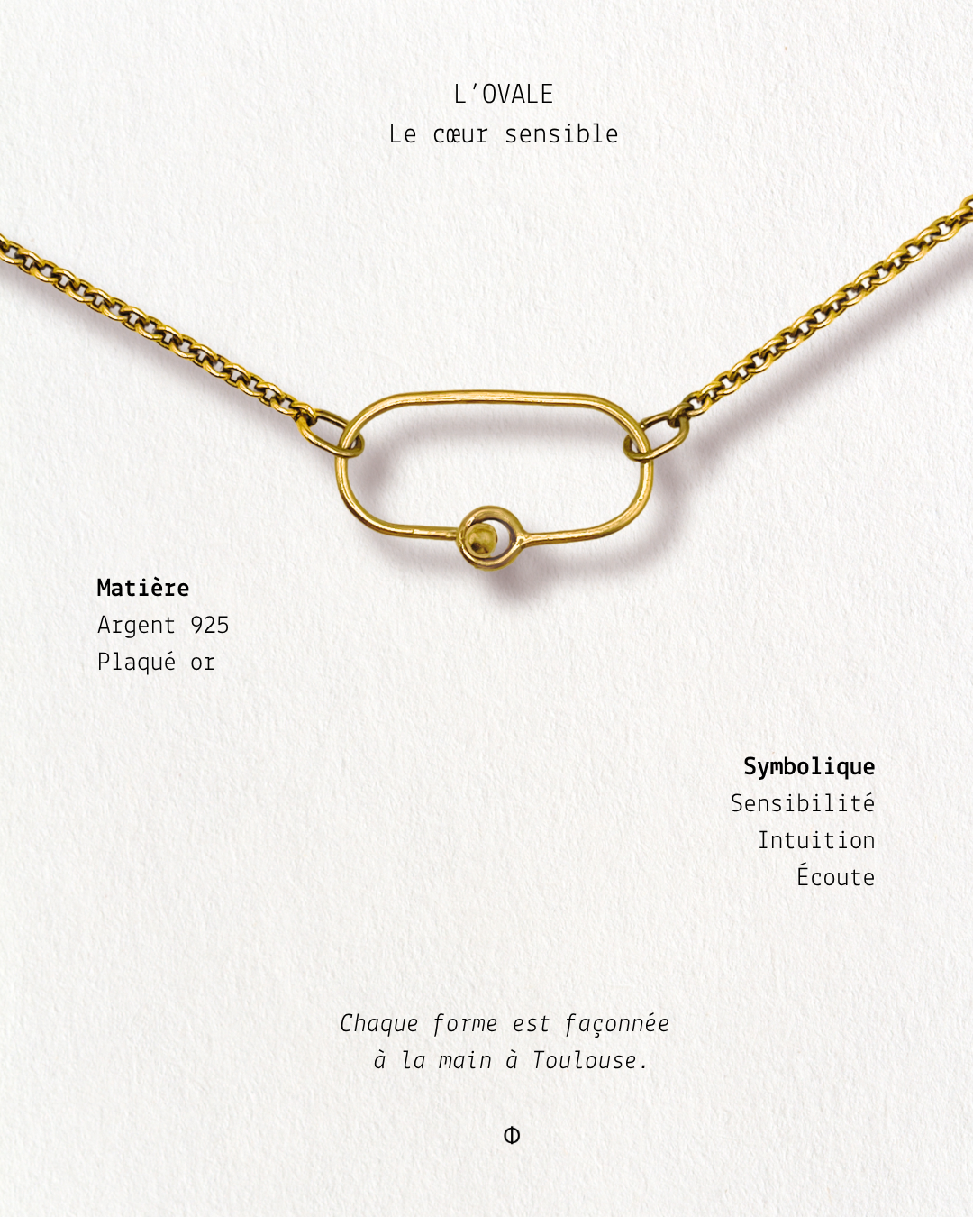 Collier Ovale en argent 925 plaqué or 24 k — Atelier Symbolink